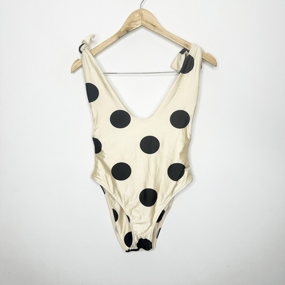 SIDWAY Swim Anderson One Piece Swimsuit Dotty Cream adjustable womens size SMALL - Picture 2 of 6